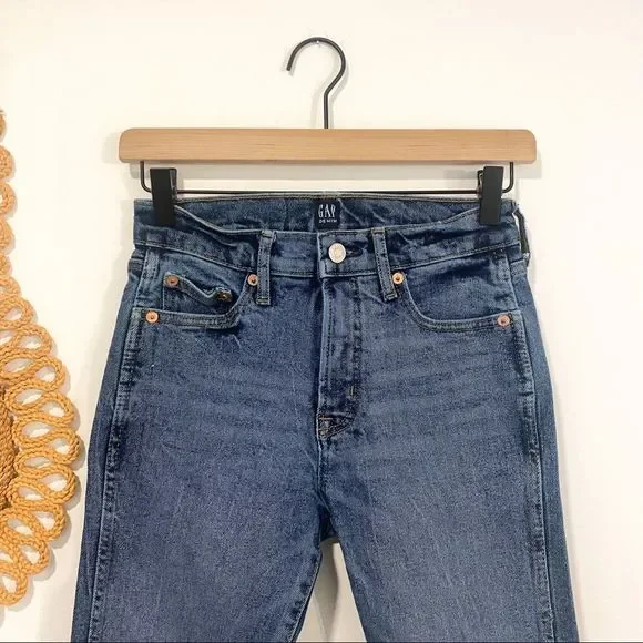 Y2K Gap Slim Straight Vintage Classic Mom Jeans Mid rise medium acid wash - Picture 3 of 10